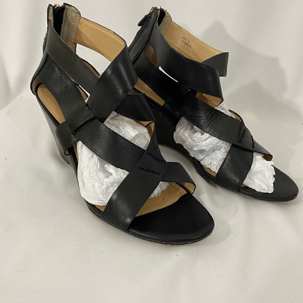 Hive & Honey Black Strappy Ankle Strap Wedge